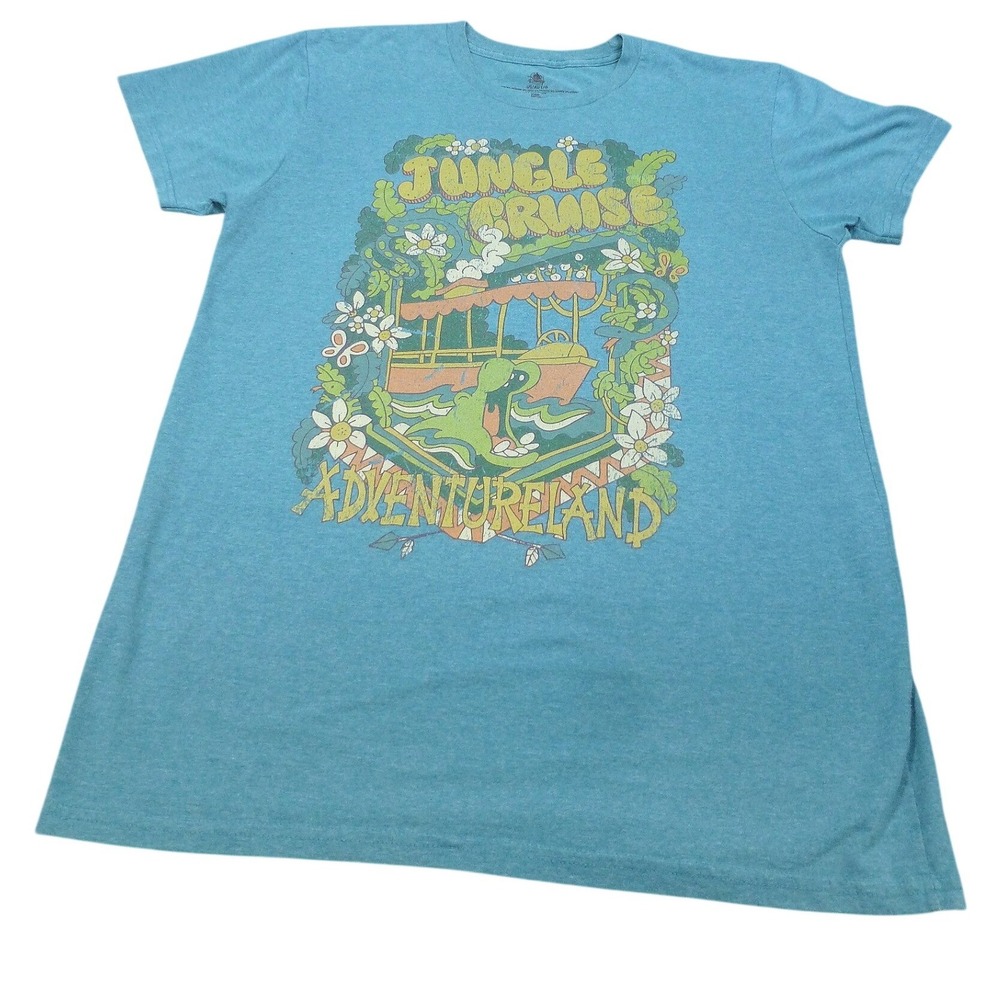 Disney Jungle Cruise Adventureland Graphic T-Shirt Blue Heather Large